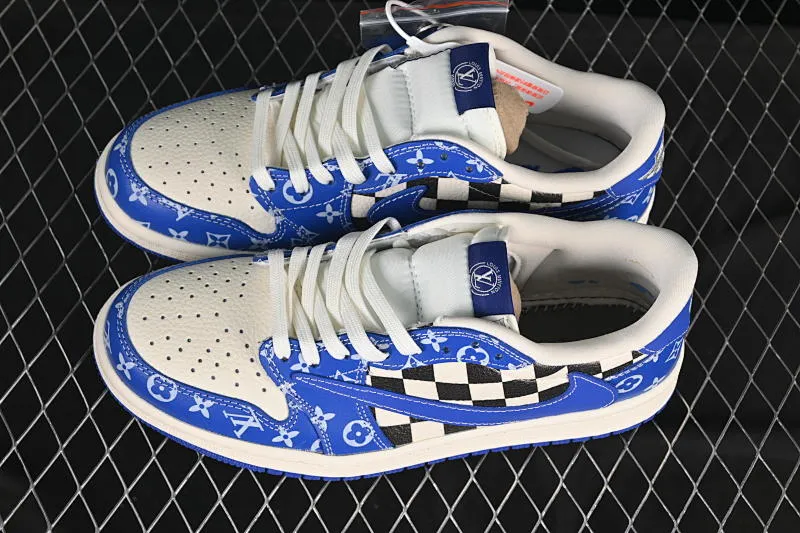 All categories Air Jordan Jordan series basketball shoes Air Jordan 1 Low High-end customized low-top sneakers Travis Scott x Fragment Design x Air Jordan 1 Low OG SP AJ1 Joe 1 LV joint name Blue Enchantress low-top cultural casual sneakers XQ1979-003